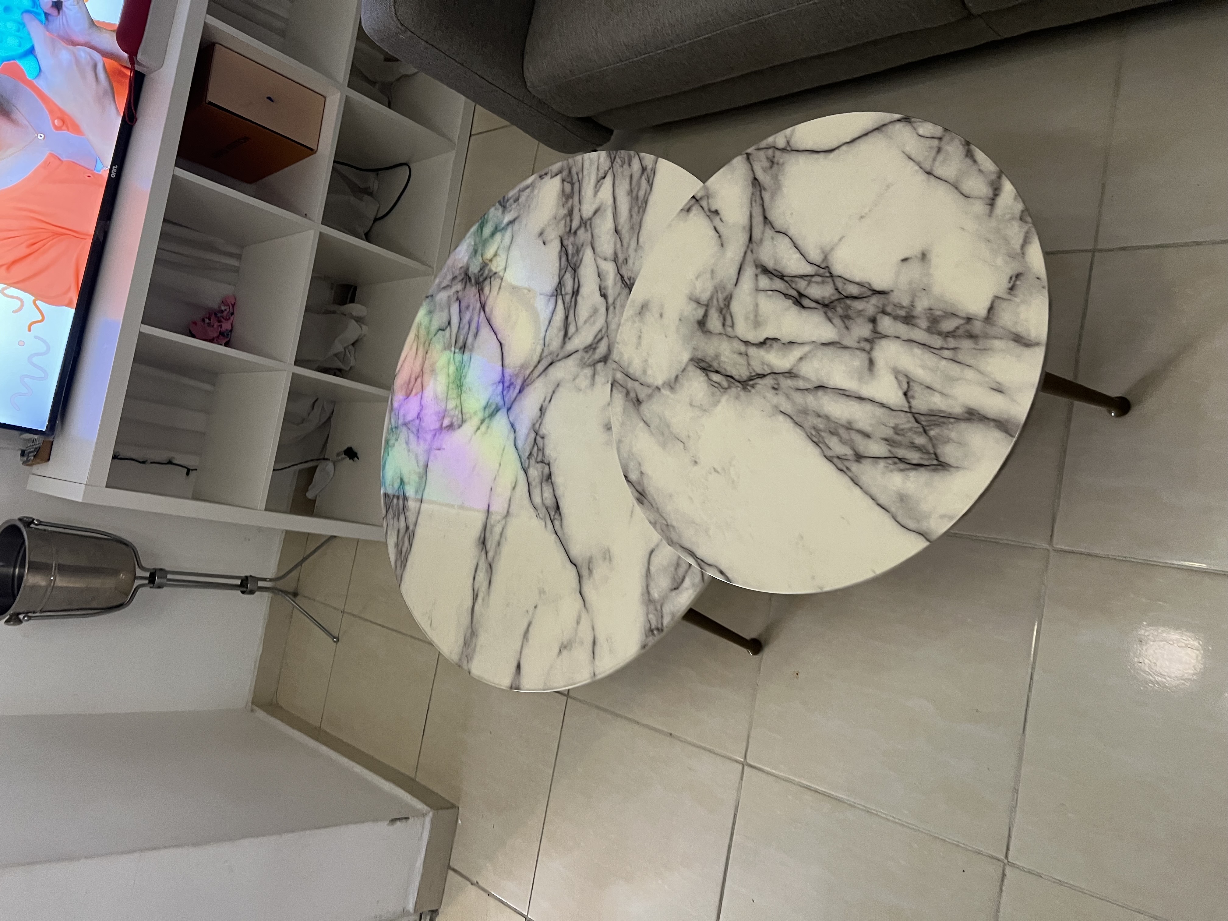 decoración y accesorios - mesas de centro con tope en laminado de mármol 2 1
