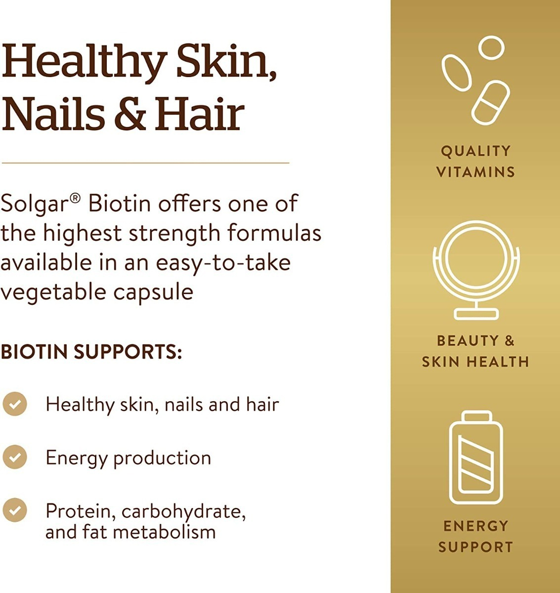 Salud y Equipamiento Médico - Biotina 10000 Mcg Piel, Uñas, Cabello Y Metabolismo 60 Cap 3