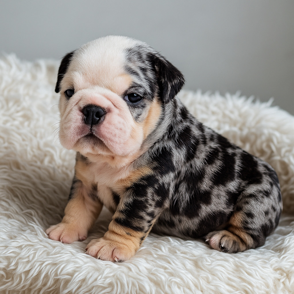 animales y mascotas - BULLDOG INGLÉS BLACK MERLE TEIPLE CARRIER CACHORRO  0