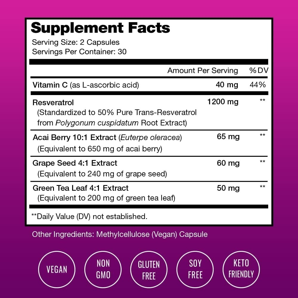 Salud y Equipamiento Médico - Resveratrol 60 Cap Nutrachamps - U - Unidad A $3315 1