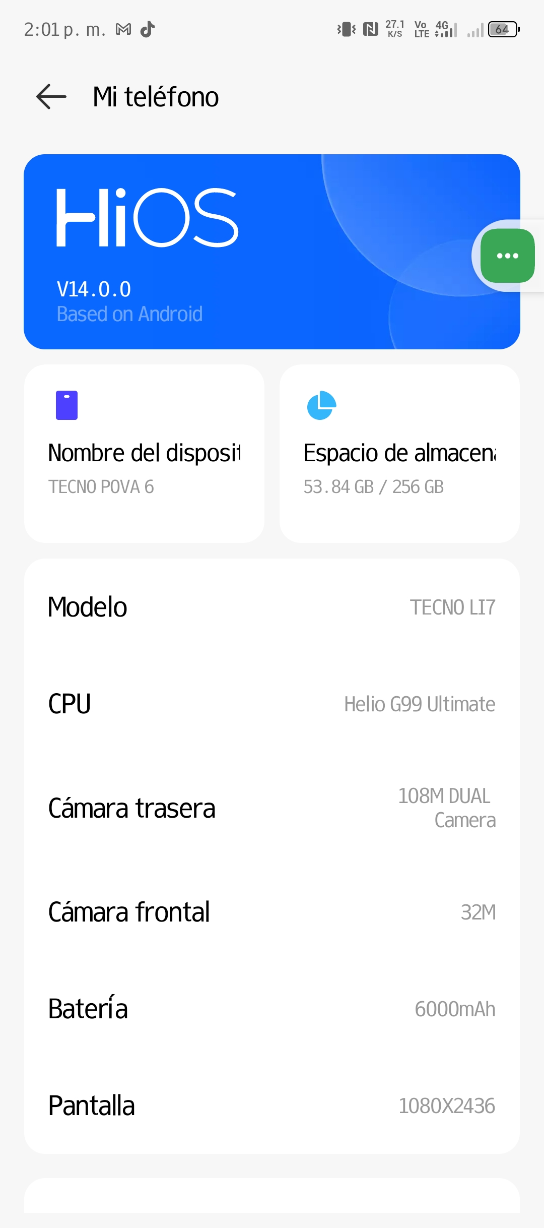 celulares y tabletas - TECNO POVA 6 4