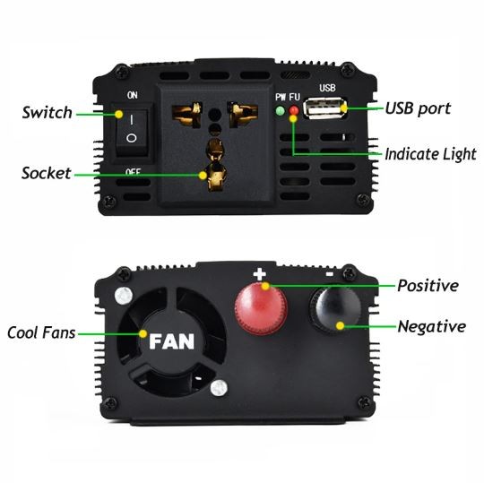 accesorios para electronica - Convertidor de voltaje 12v a 110v power inverter 3