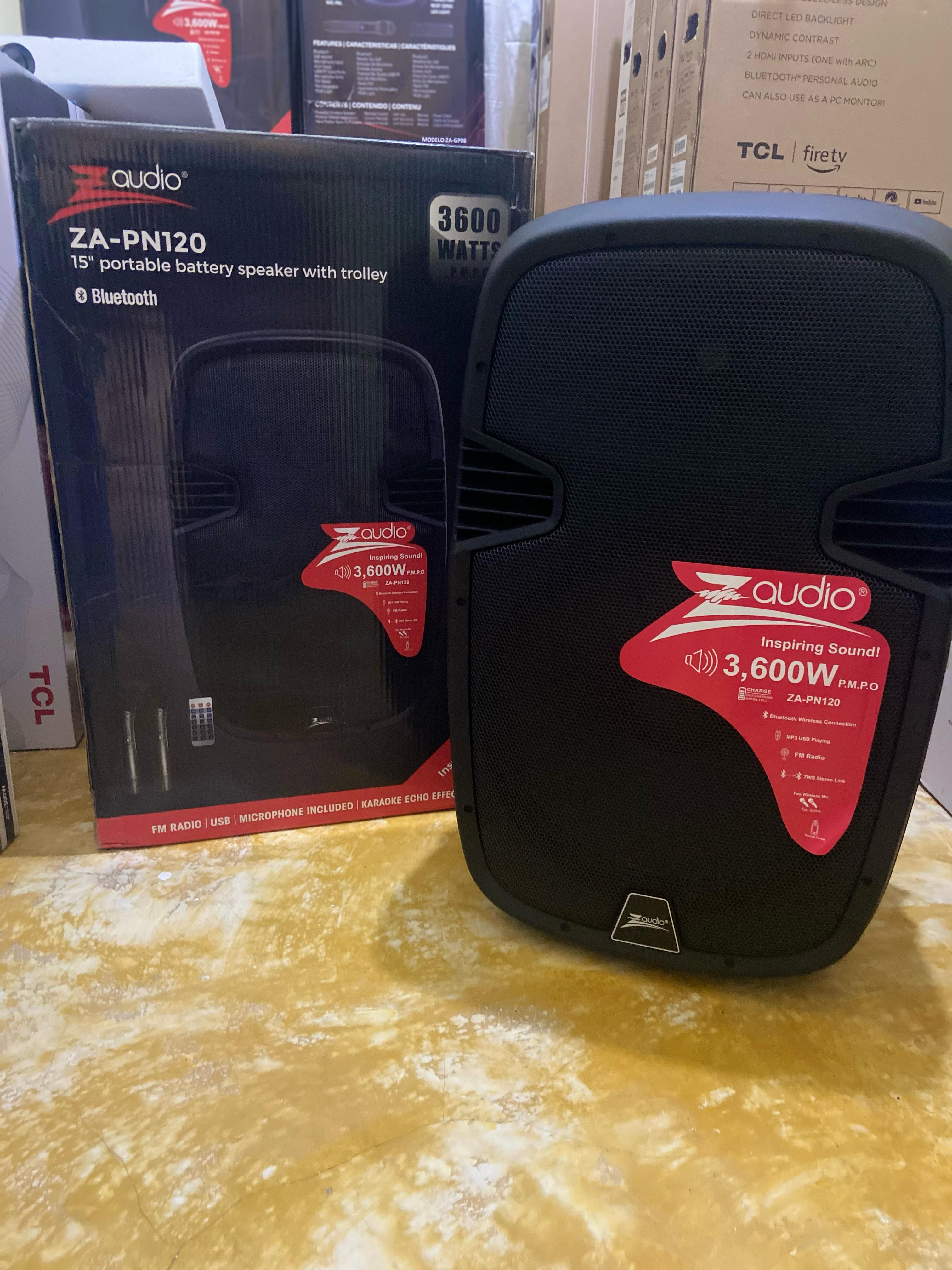 camaras y audio - BOCINAS AMPLIFICADAS Z AUDIO 15 PULGADAS MODELO ZA-PN120 RECARGABLE 3600 WATTS. 2