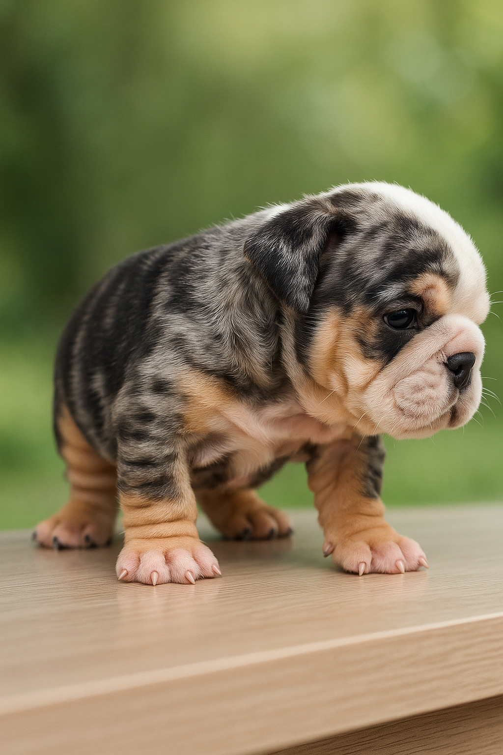 animales y mascotas - BULLDOG INGLÉS BLACK MERLE TEIPLE CARRIER CACHORRO  1