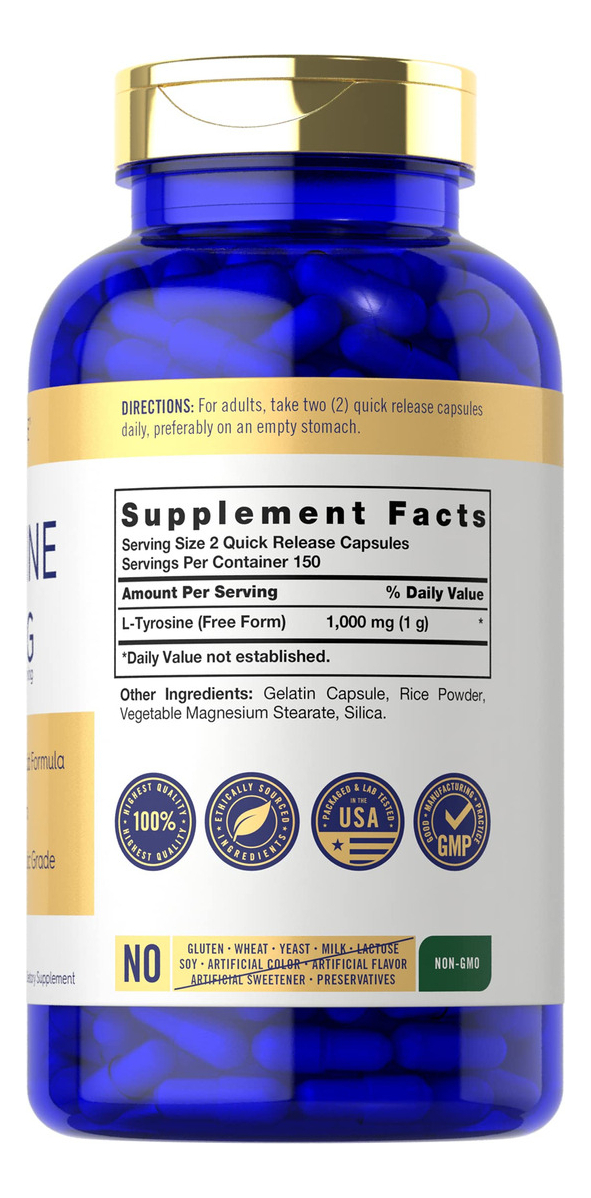 Salud y Equipamiento Médico - Tirosina 1000mg 300cap Carlyle 1