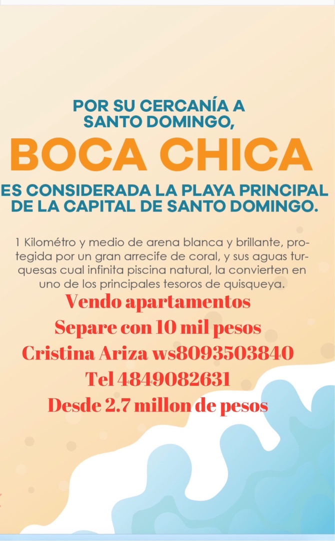 apartamentos - Boca chica separa con 10 mil pesos  3
