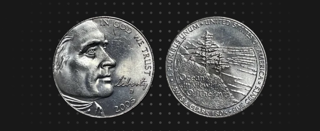 hobby y coleccion - 5 centavos Bicentenarios de la expedición de Lewis y Clark - Vista del océano