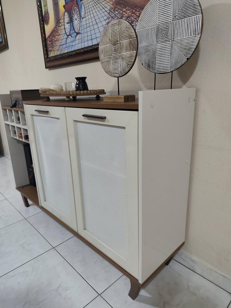 muebles y colchones - Bufetera Credenza Vinera Blanco/Marron