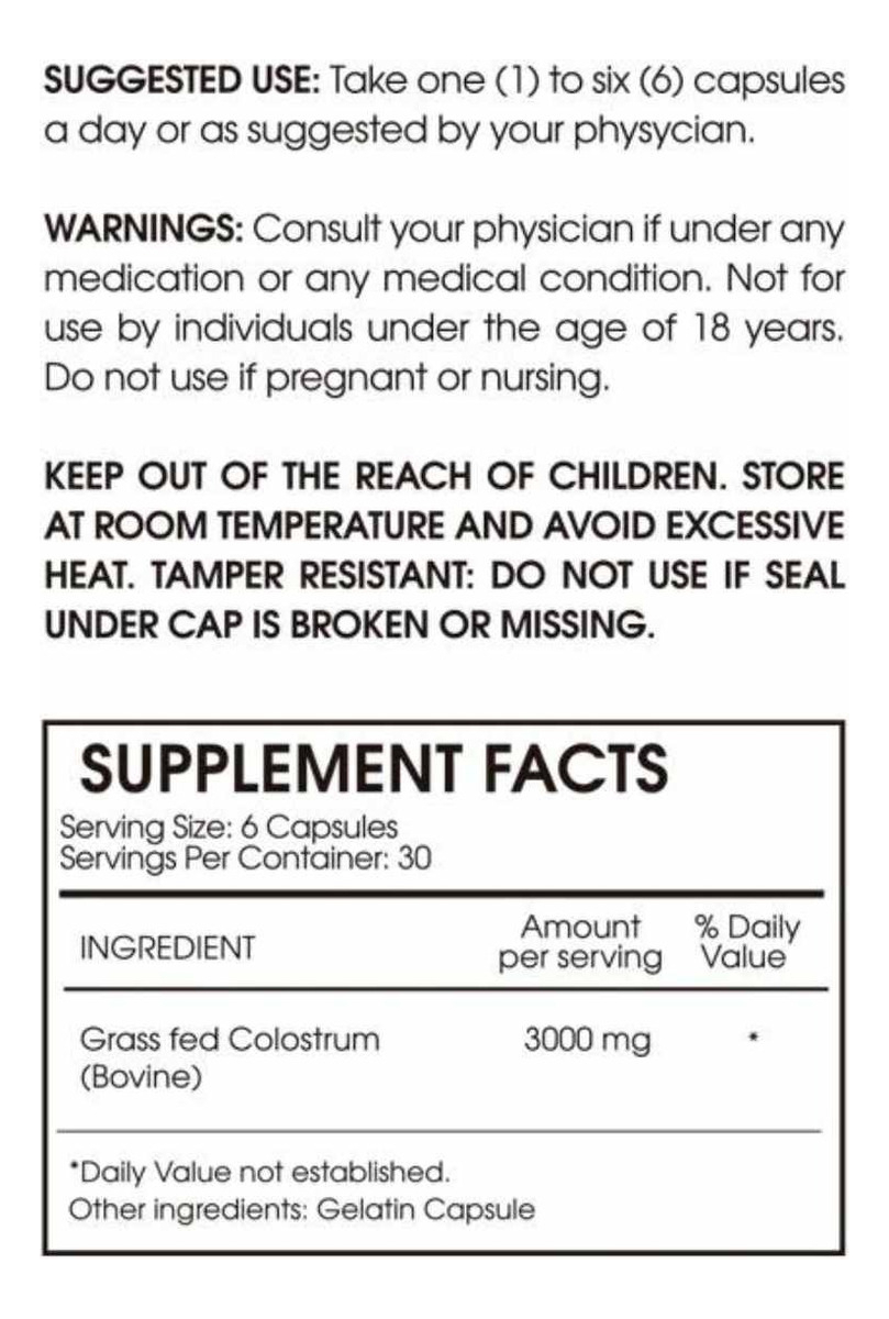 Salud y Equipamiento Médico - Colostrum 3000 Mg 180 Capsulas - U - Unidad A $3266 1