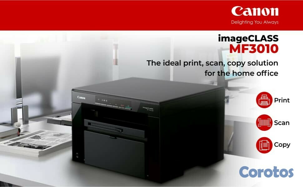 impresoras y scanners - MULTIFUNCIONAL LASER ,COPIA,ESCANER,IMPRIME  CANON BLANCO /NEGRO SOLAMENTE  3010