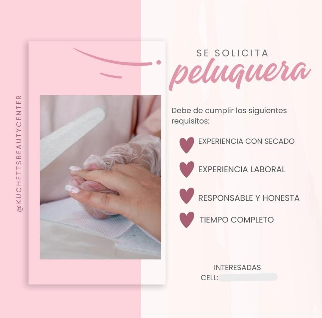empleos disponibles - Peluquera para salón de bellezaAv. privada con 27Salón kuchetss