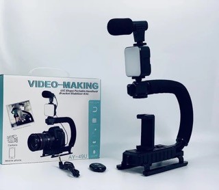 accesorios para electronica - Estabilizador de vídeo en forma de U/C con luz LED y microfono video making  4