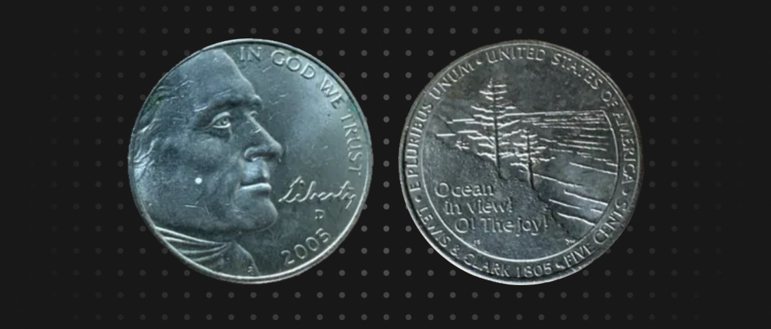 hobby y coleccion - 5 centavos Bicentenarios de la expedición de Lewis y Clark - Vista del océano 1