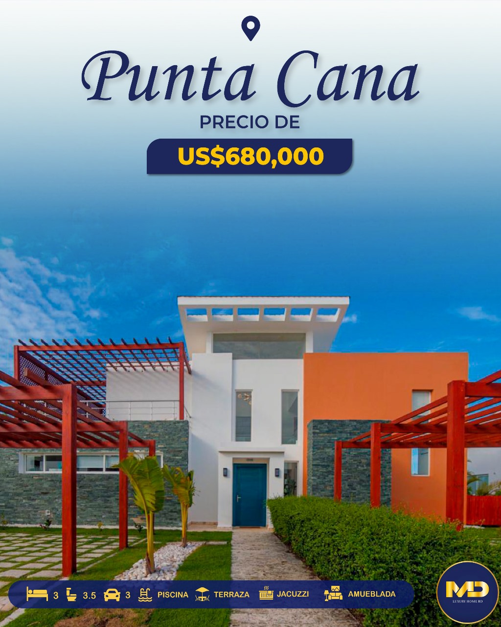 casas vacacionales y villas - VILLA AMUEBLADA CON PISCINA+JACUZZI| TERRAZA| PATIO| 3HB/4BÑ/2Pq| EN VISTA CANA 0