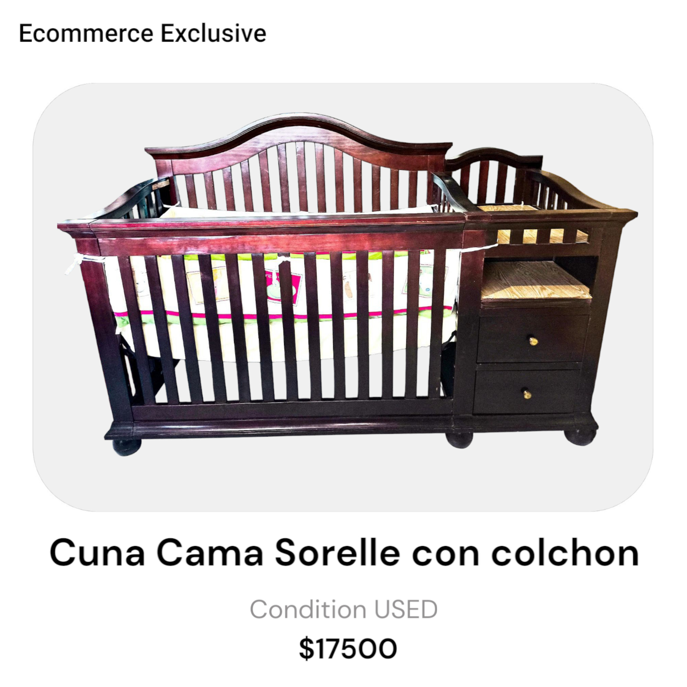 muebles - Cuna Cama con gavetero cambiador  0