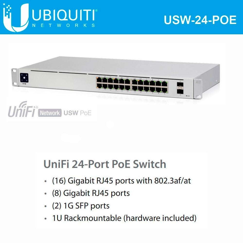 computadoras y laptops - SWITCH 24 PUERTOS UBIQUITI UNIFI, 10/100/1000MBPS. + 2 PUERTOS SFP, (16 PUERTOS  0