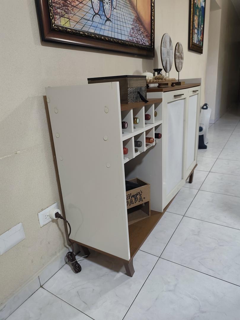 muebles y colchones - Bufetera Credenza Vinera Blanco/Marron 2