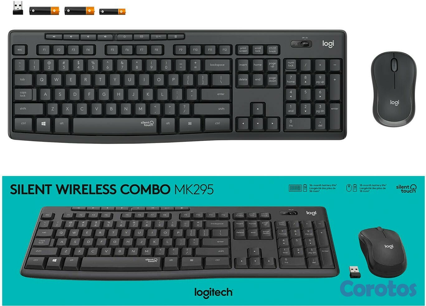 impresoras y scanners - TECLADOY MOUSE LOGITECH MK295 SILENCIOSO, USB INGLES, WIRELESS 2.4GHZ, 10M 