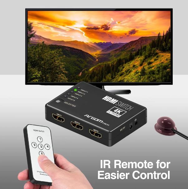accesorios para electronica - SWITCH DE 5 PUERTOS HDMI ARGOM ARG-AV-5125 4
