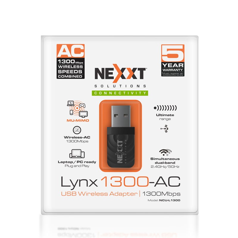 computadoras y laptops - ADAPTADOR DE RED USB WIFI NEXXT LYNX 1300-AC, 2.4GHZ/5.0 GHZ, MU-MIMO Y BEAMFORM
