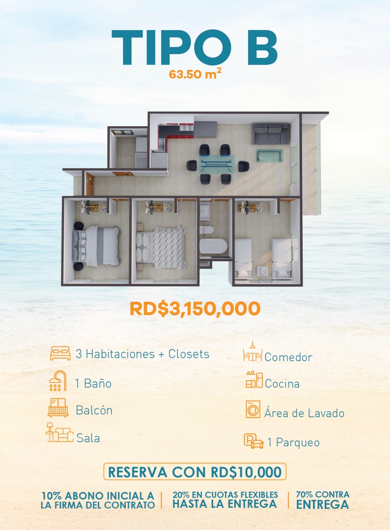 apartamentos - Boca chica separa con 10 mil pesos  7