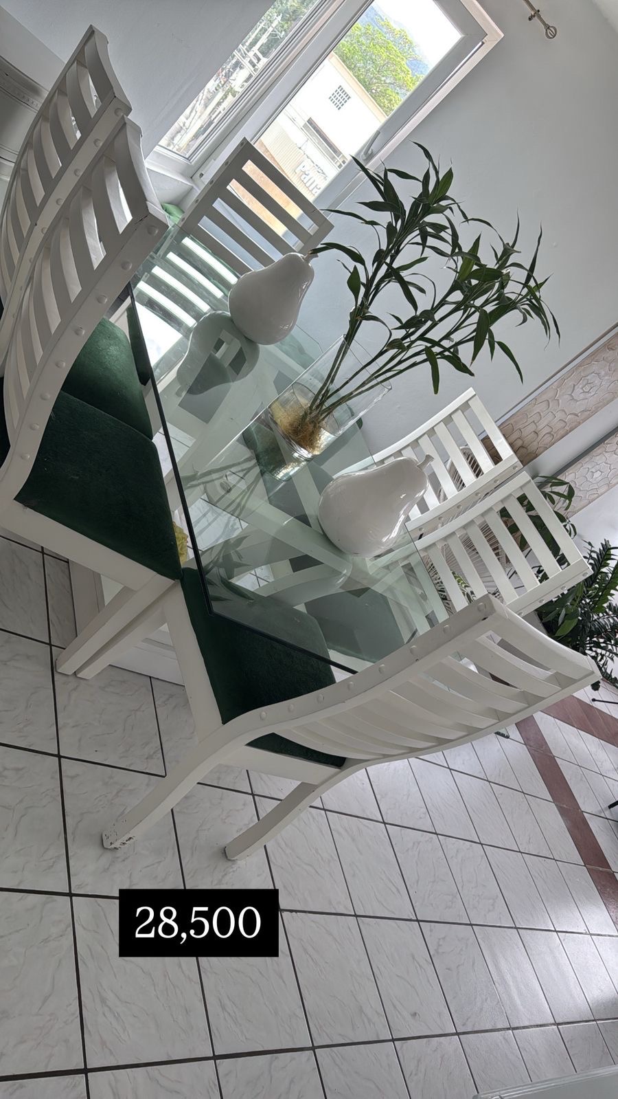 muebles y colchones - Comedor blanco de 6 sillas  0