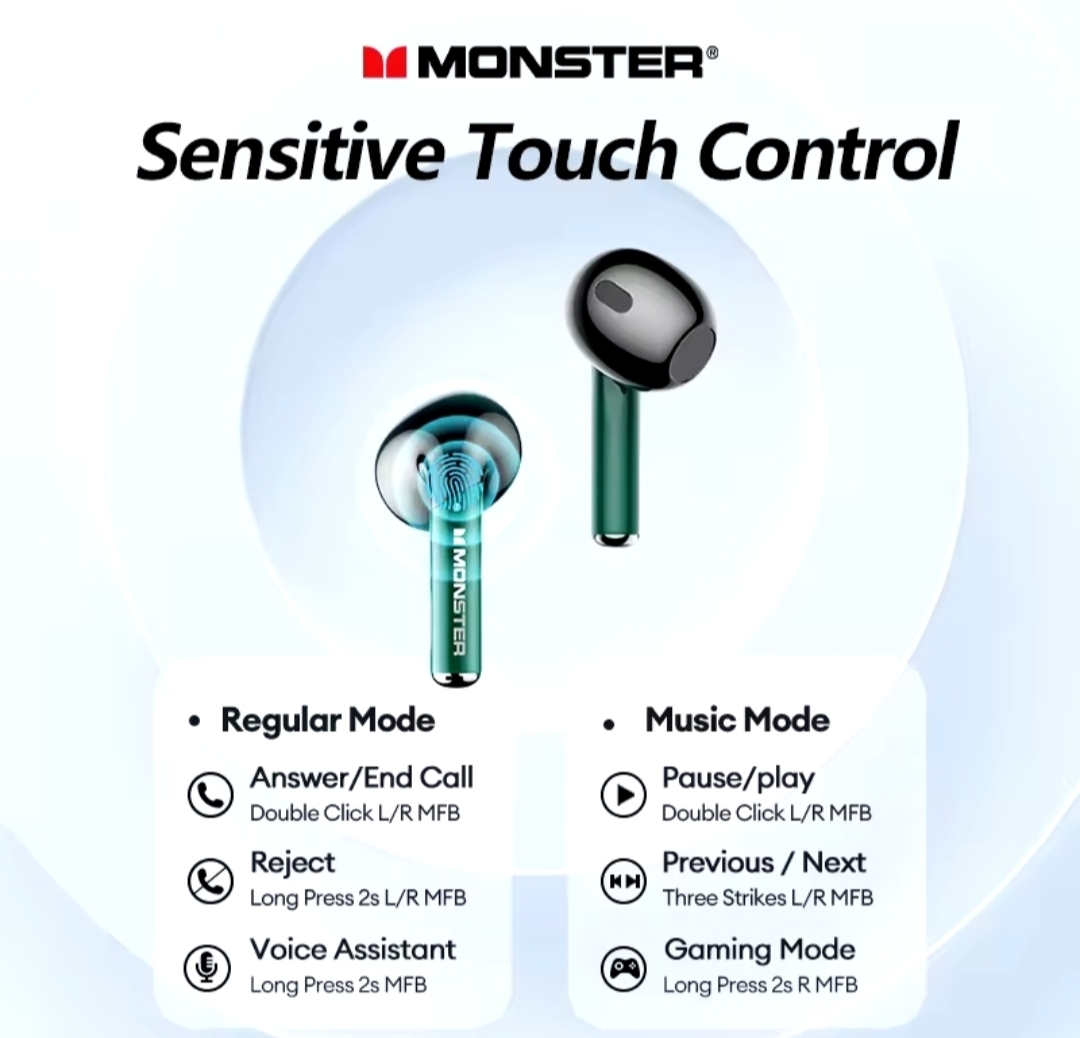 accesorios para electronica - Auricular Gamer Monster XKT16 bluetooth 5.3 EN OFERTA  2