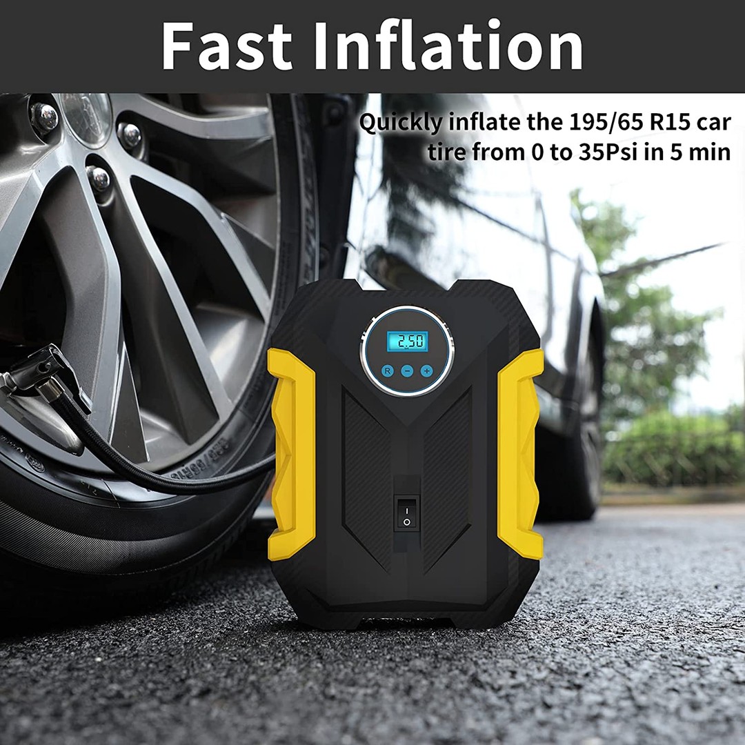 herramientas, jardines y exterior - Compresor De Aire Digital Para Auto Bomba Infladora Portátil  4
