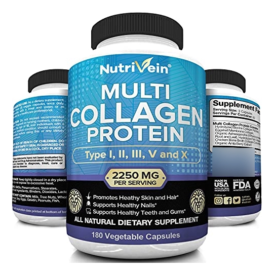 Salud y Equipamiento Médico - Multicolageno De 2250 Mg 180 Cap De Colageno Nutrivein