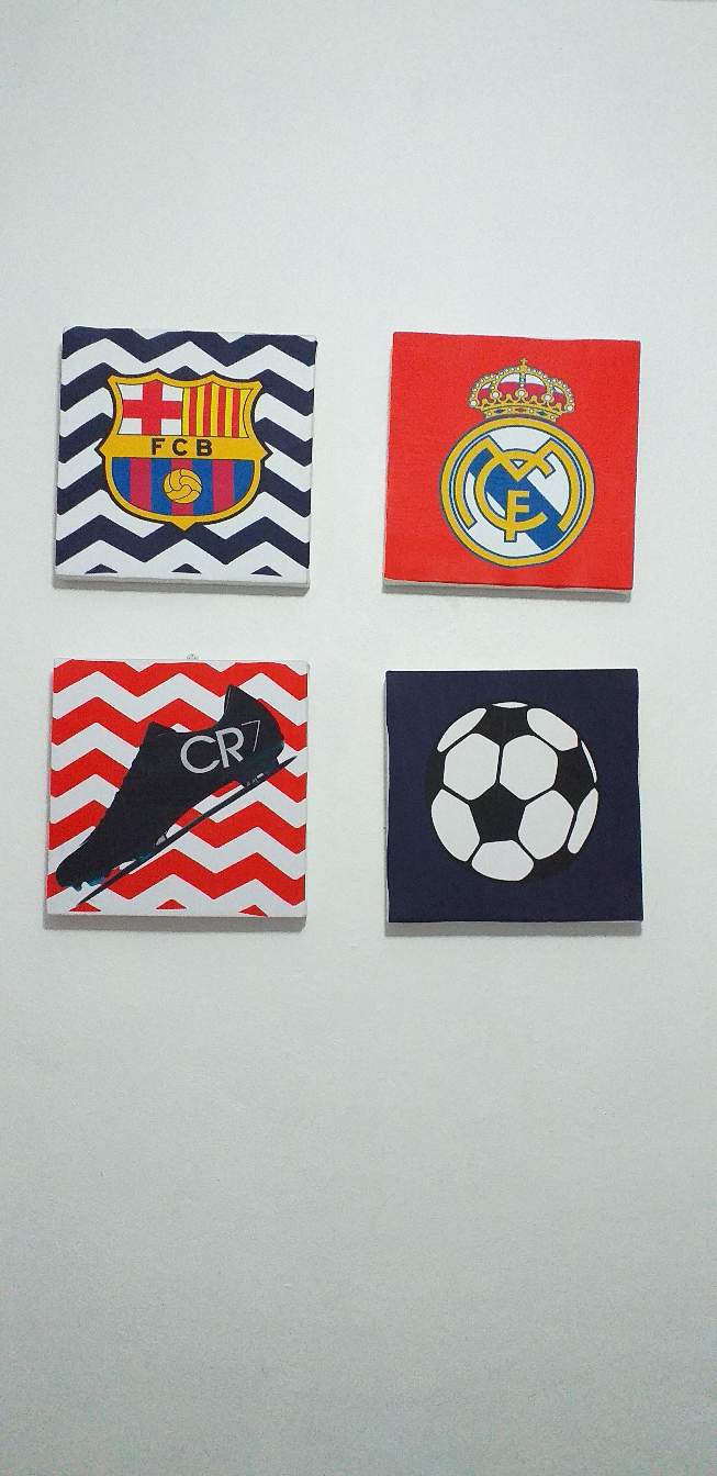 accesorios - Cuatros Cuadros de Futbol para decorar habitación de niños 0