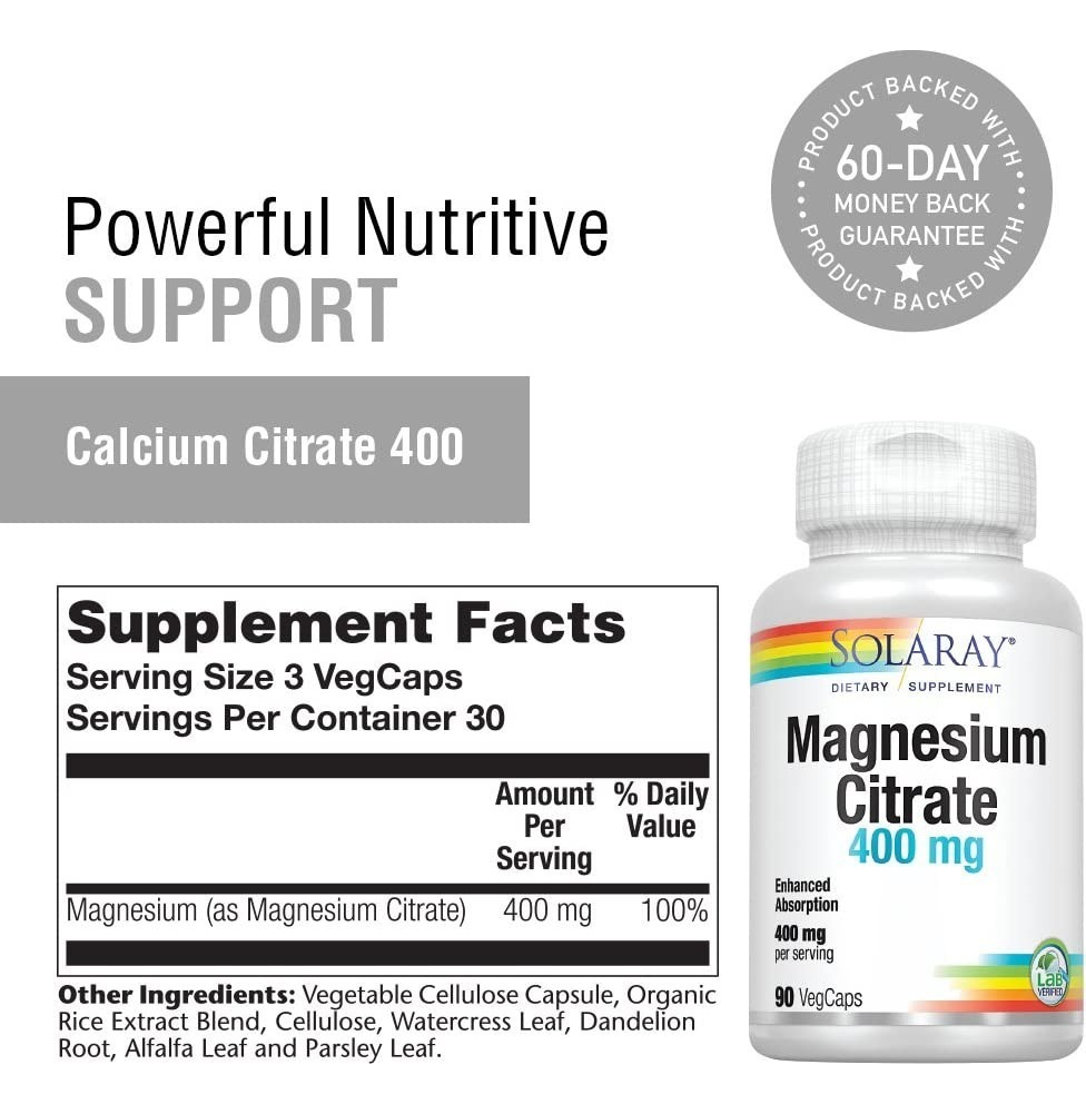 Salud y Equipamiento Médico - Citrato Magnesio 400mg Solaray - U - Unidad A $2221 1