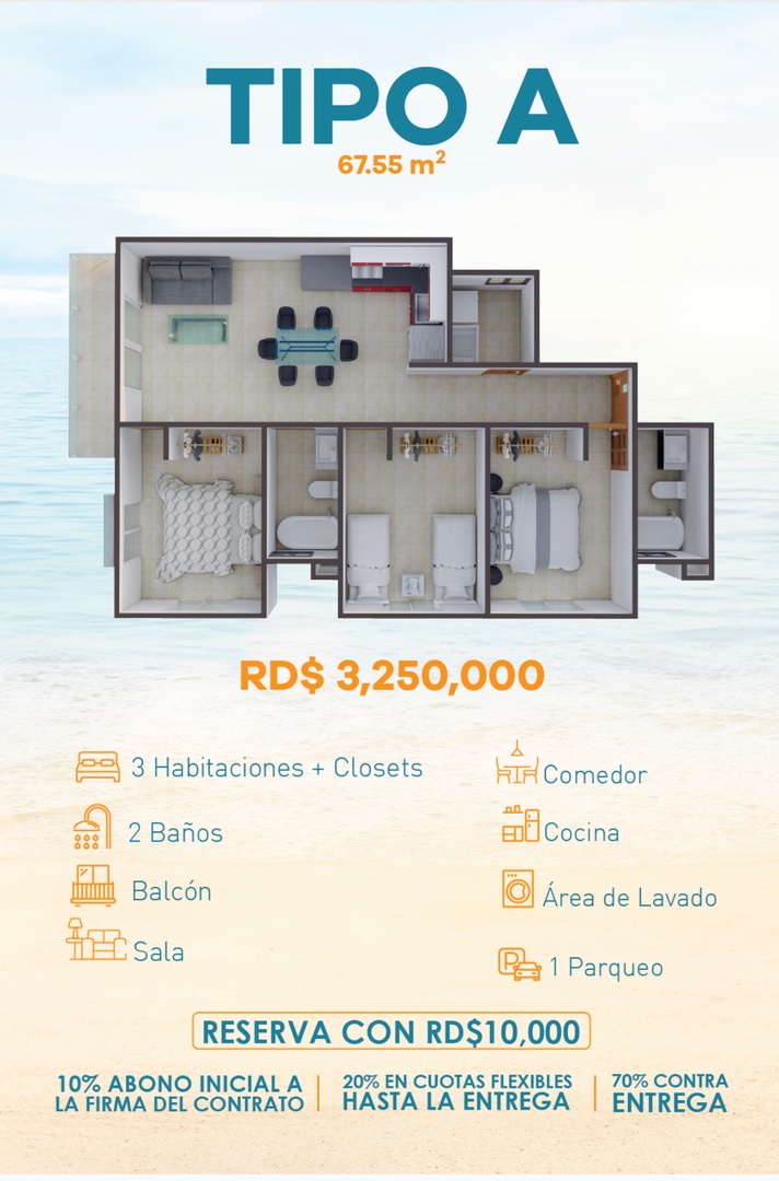 apartamentos - Boca chica separa con 10 mil pesos  8