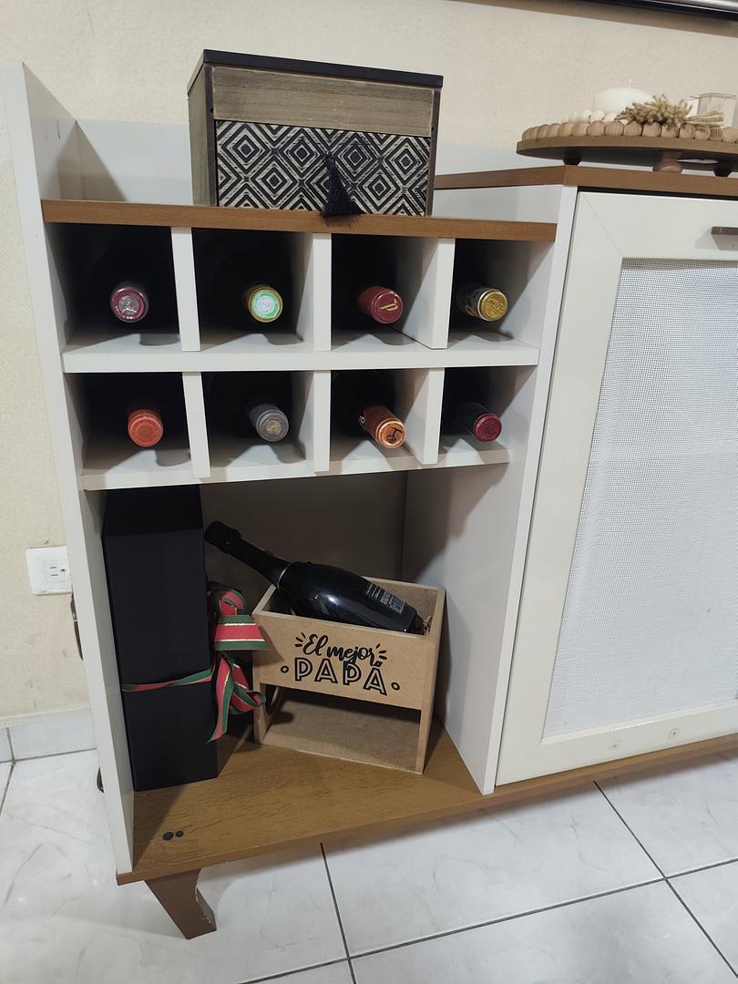 muebles y colchones - Bufetera Credenza Vinera Blanco/Marron 4