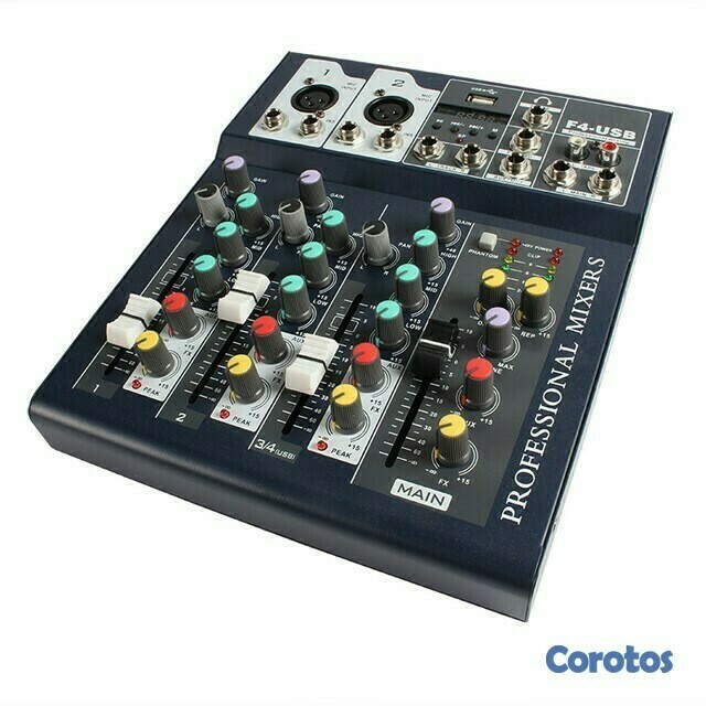 otros electronicos - Mezclador de audio de 4 canales F4-USB mixer amplificador para sonido 2