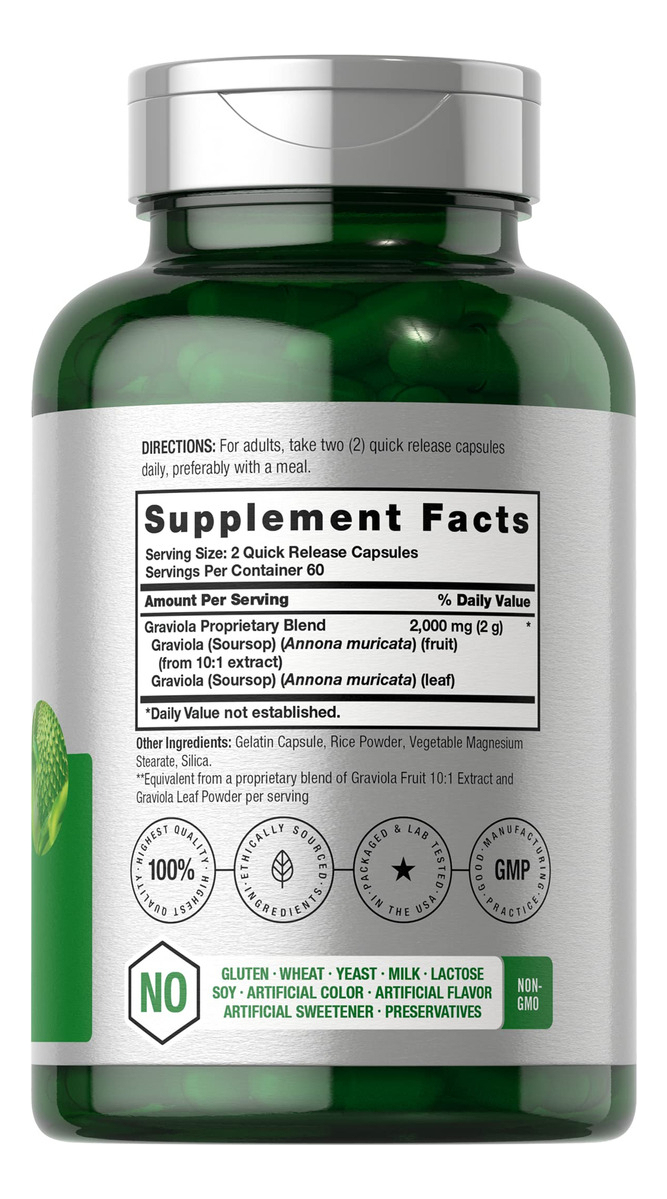 Salud y Equipamiento Médico - Extracto De Graviola 2000 Mg 120 Cap Horbaach 1