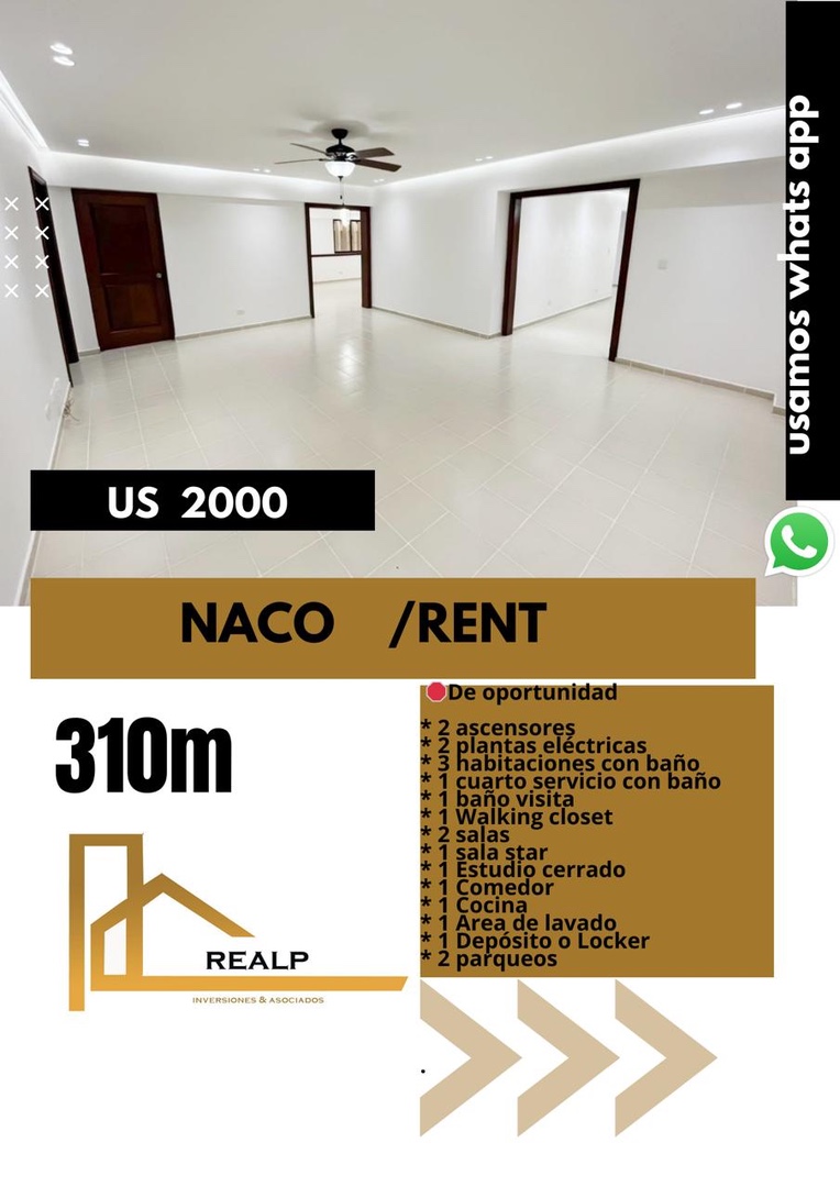 apartamentos - Amplio apartamento en Naco 0