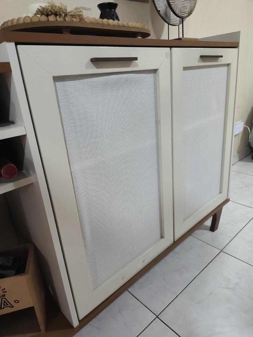 muebles y colchones - Bufetera Credenza Vinera Blanco/Marron 5