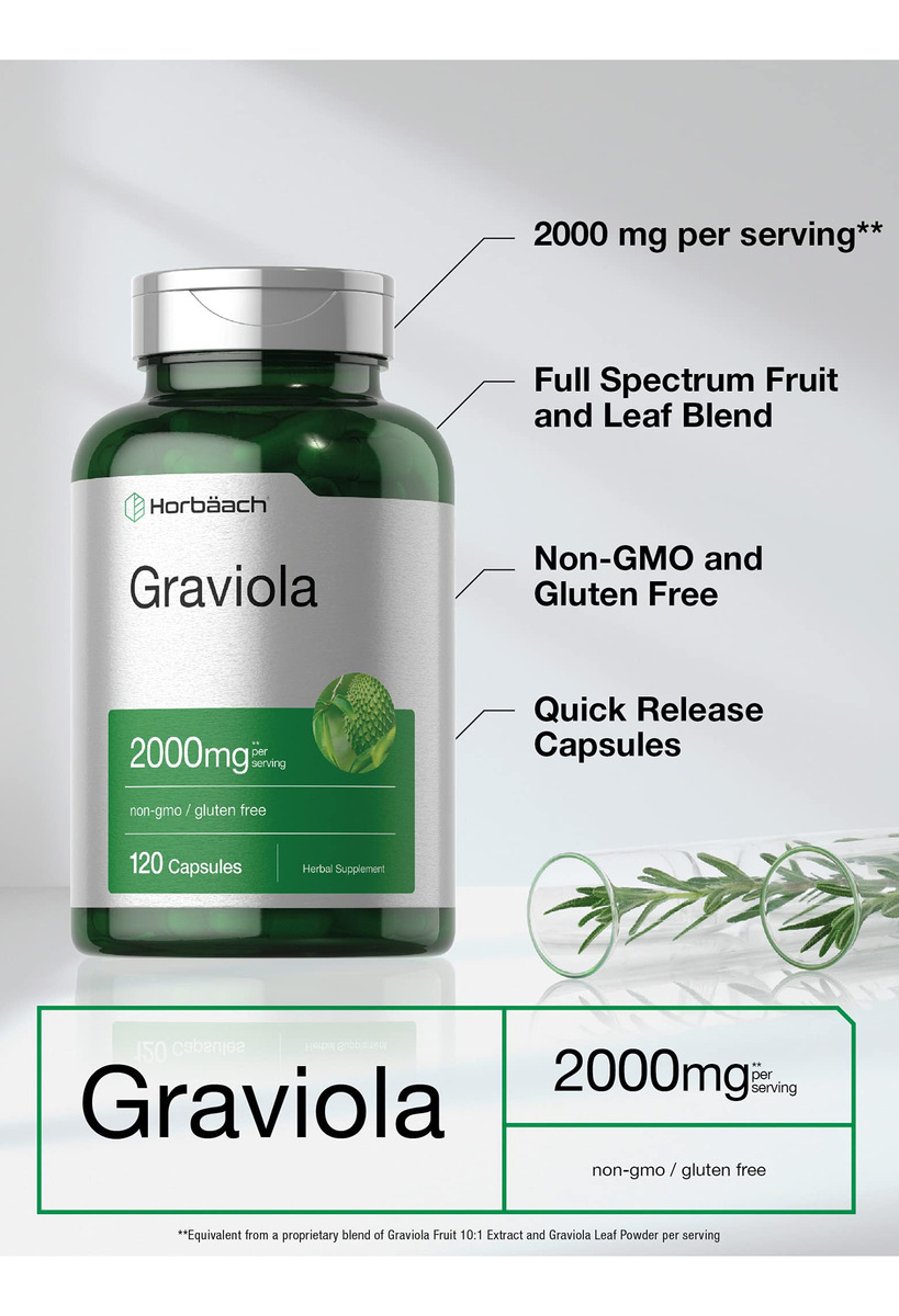 Salud y Equipamiento Médico - Extracto De Graviola 2000 Mg 120 Cap Horbaach 2