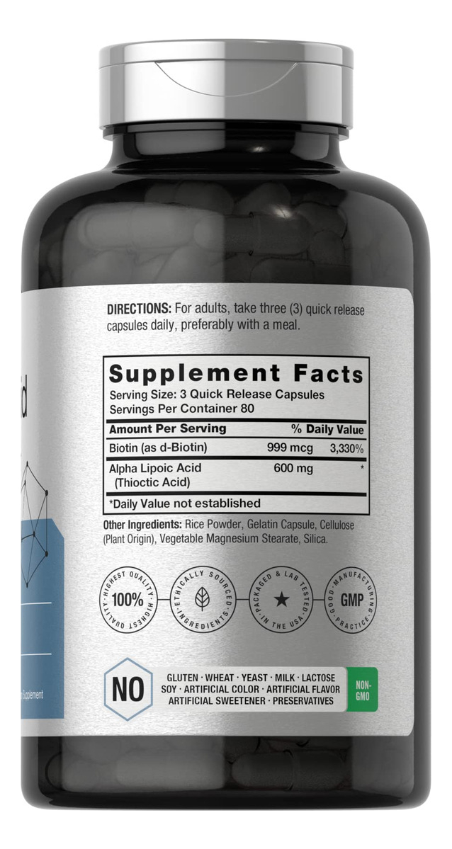 Salud y Equipamiento Médico - Acido Alfa Lipoico 600mg 240 capsulas Horbaach 1