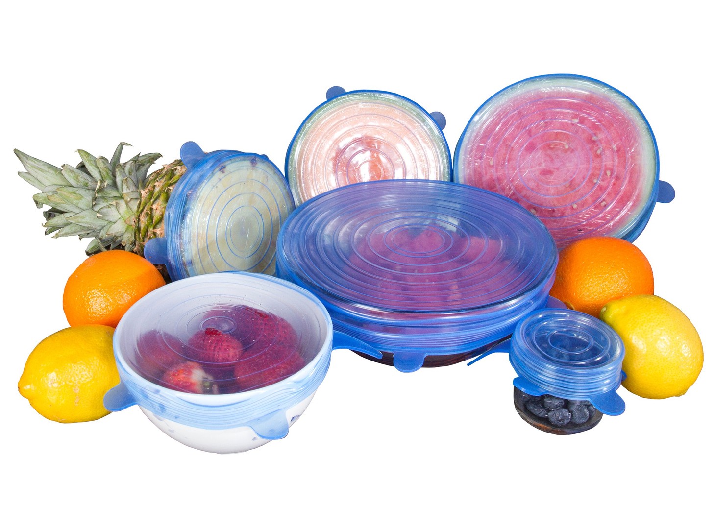 cocina - Tapas de silicona elásticas 6 piezas Cubierta de alimentos, varios tamaños 3