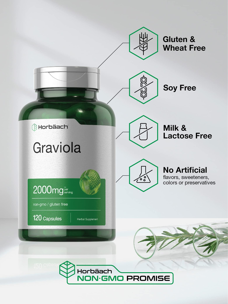 Salud y Equipamiento Médico - Extracto De Graviola 2000 Mg 120 Cap Horbaach 3