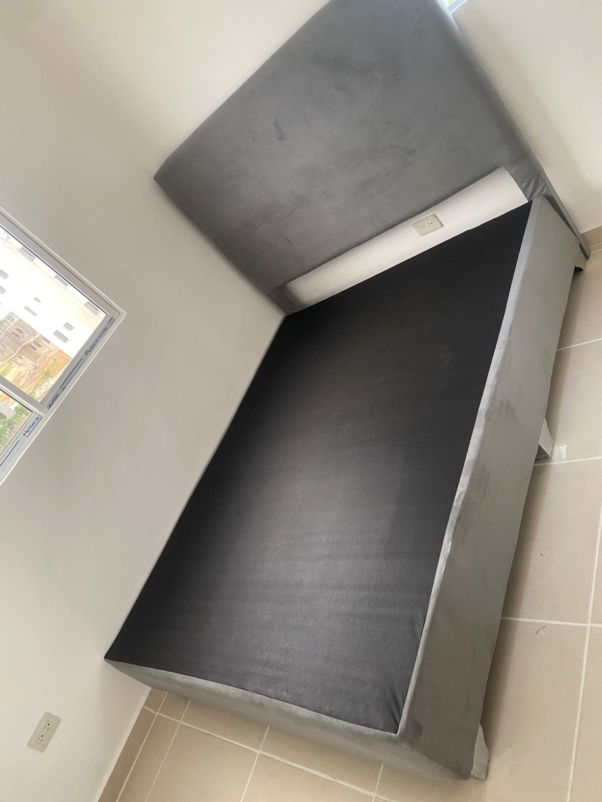 muebles y colchones - hermosa base de cama con espaldar  0