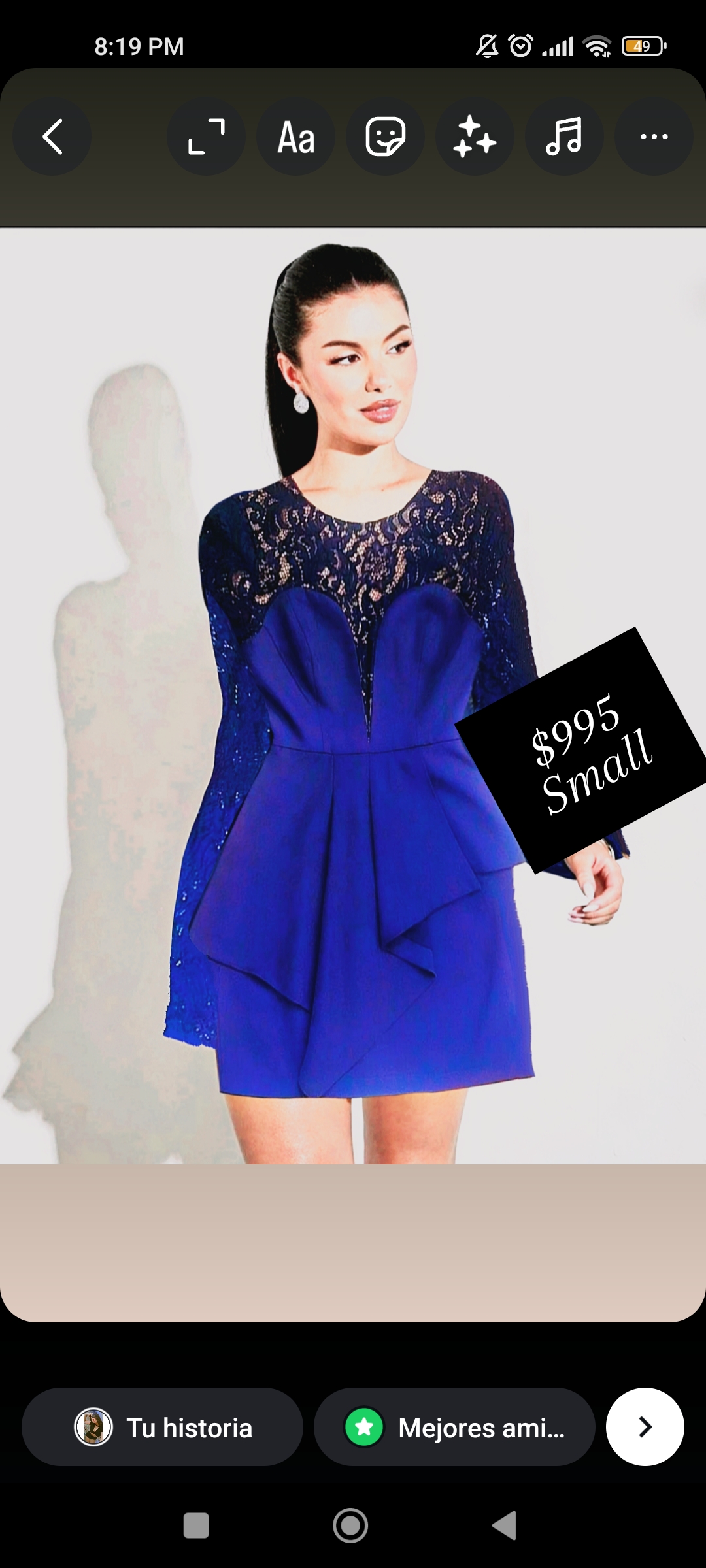 ropa para mujer - VESTIDO GALA AZUL MARINO 