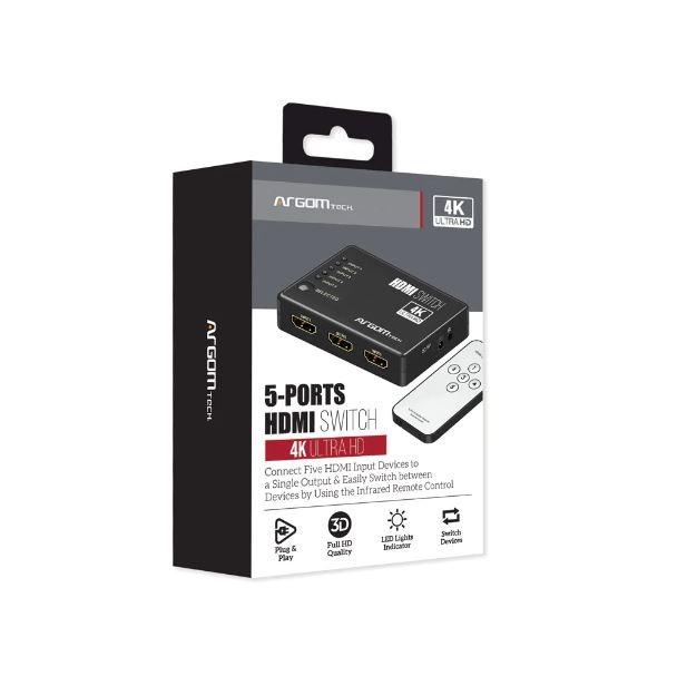 accesorios para electronica - SWITCH DE 5 PUERTOS HDMI ARGOM ARG-AV-5125 5