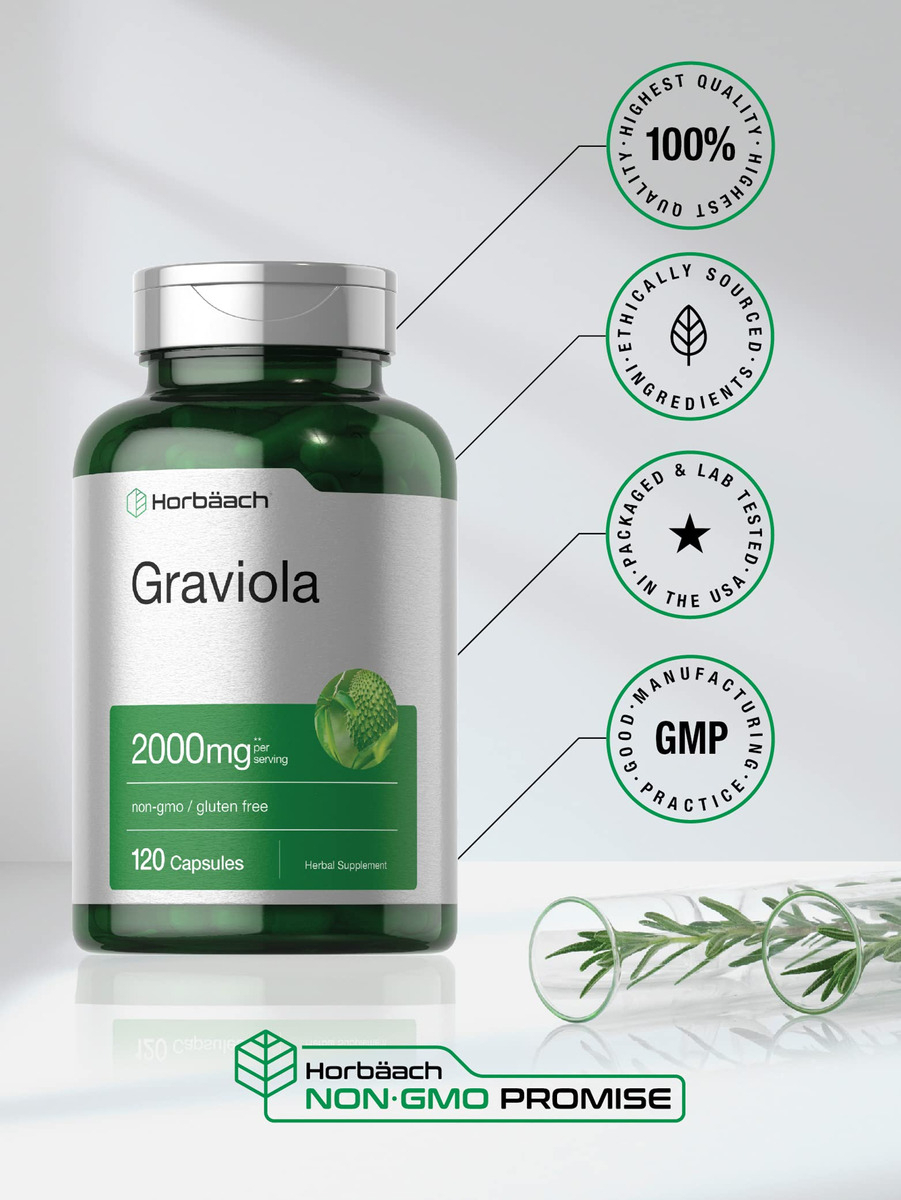 Salud y Equipamiento Médico - Extracto De Graviola 2000 Mg 120 Cap Horbaach 4