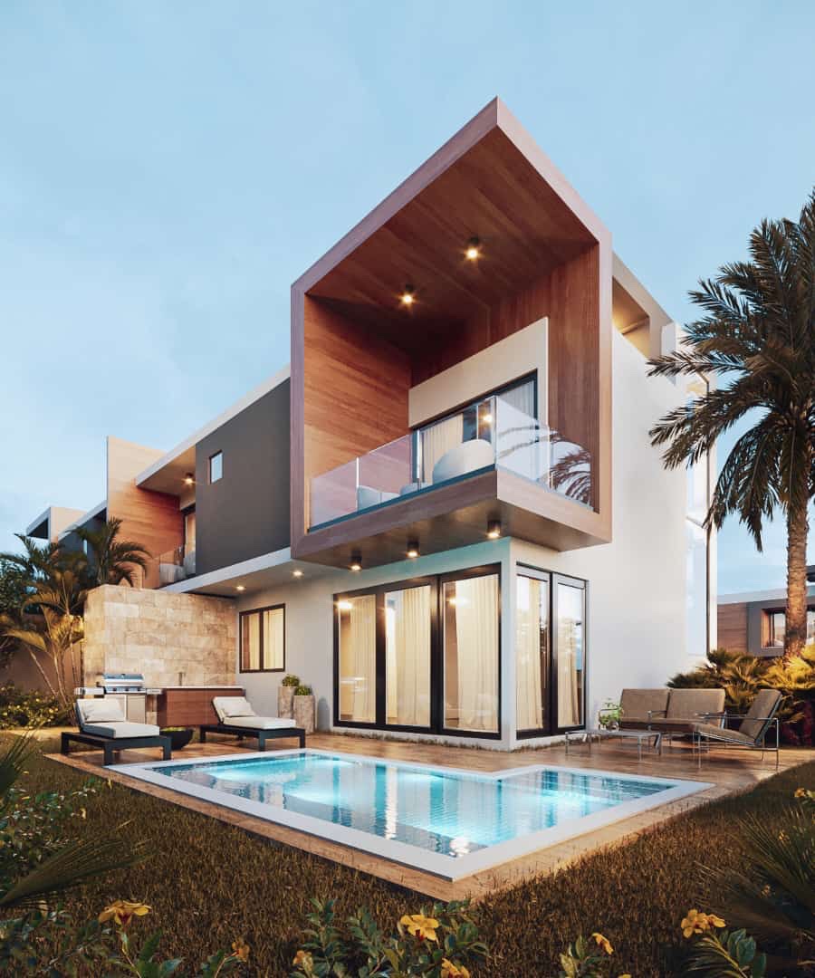casas vacacionales y villas - Venta de villas de lujo con piscina  en Downtown punta cana zona turística  5