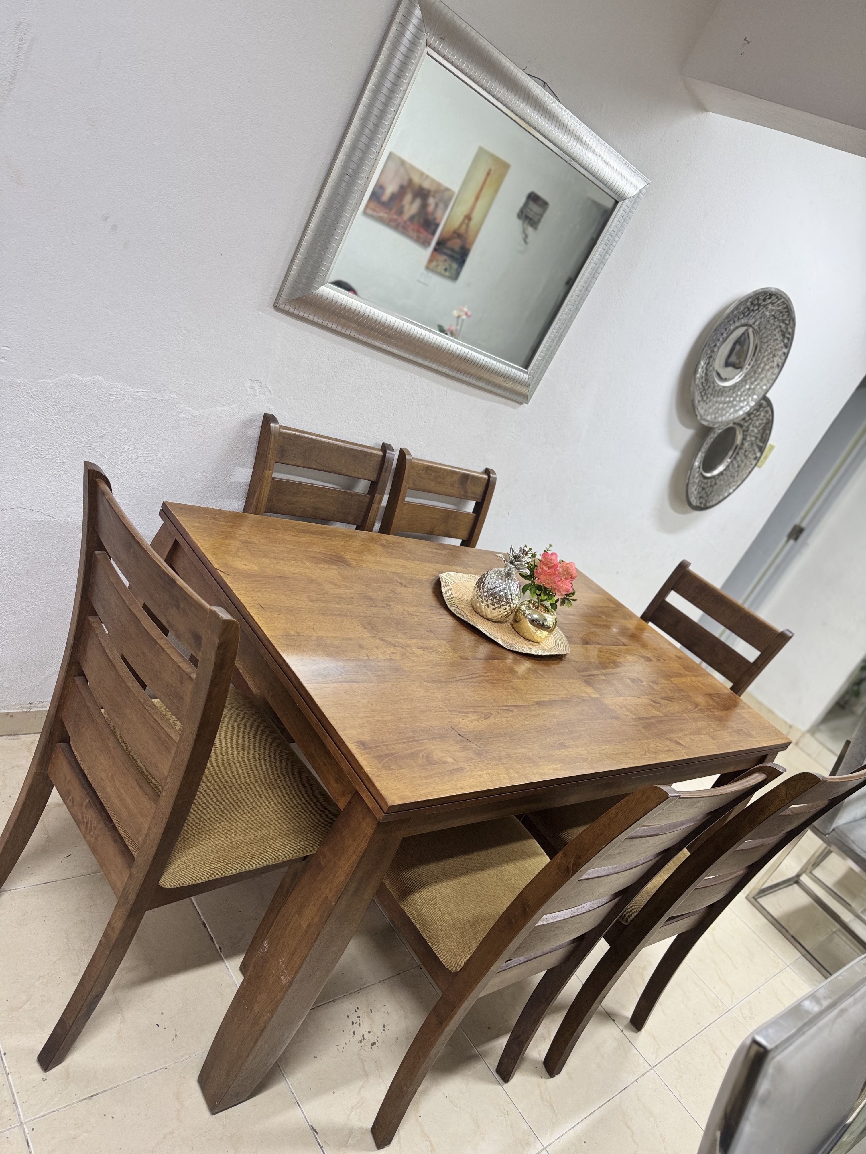 muebles y colchones - comedor de 6 sillas madera teca  1