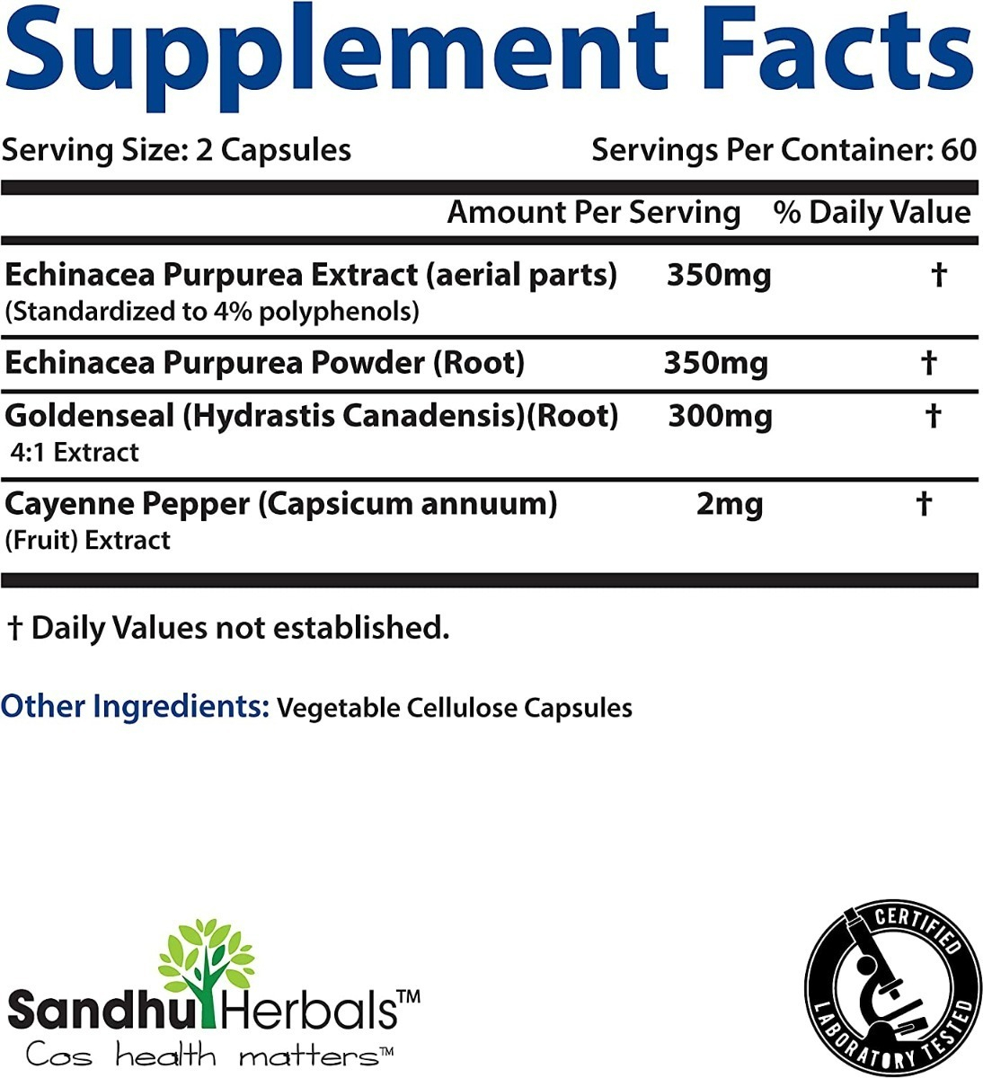 Salud y Equipamiento Médico - Equinacea 1000mg Sandhu Herbals 1