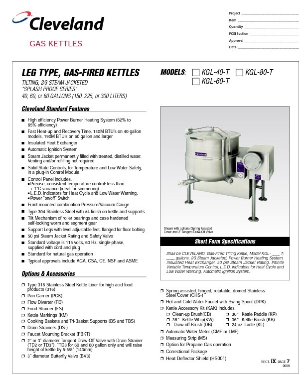 equipos profesionales - Marmita 60 gls., Marca Cleveland 6