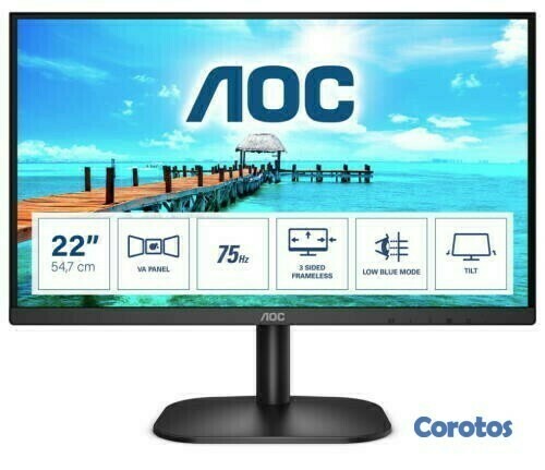 computadoras y laptops - MONITOR AOC 22 pulgadas  HDMI  FHD 1920X 1080, BORDERLESS, VESA, ULTRASLIM 2